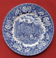 Heritage Ironstone angol jelenetes kék porcelán tányér