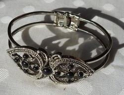 Gold jewelry - silver or silver-plated bracelet with black stones