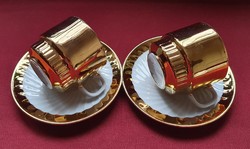 2db Bareuther Waldsassen Bavaria német porcelán arany kávés szett csésze csészealj eszpresszó