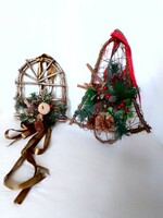Két karácsonyi adventi ünnepi ajtódísz harang dekoráció