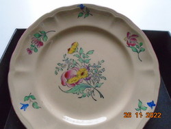 1880 LUNEVILLE  ALT STRASSBURG kidomborodó kézzel festett virágmintákkal francia fajansz tányér