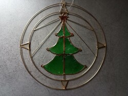 Stained glass-like Christmas hanging window decoration