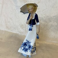 Ritka Lippelsdorf porcelán,napernyős hölgy