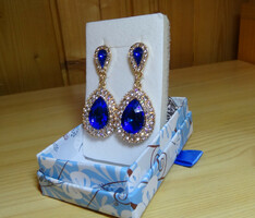 Dazzling royal blue Turkish hoop earrings women's elegant waterdrop shaped dangling earrings