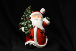 Santa Claus candle holder - painted ceramic figure in a gift box