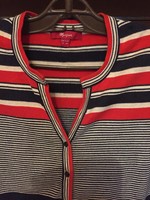 Piros-fehér-kék csíkos kardigán, MONSOON márka, M-es méret
