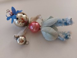 Old glass Christmas tree ornament figural glass ornament blue pink flower fairy
