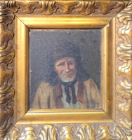 Usankás man (oil painting with nice frame 27×28.5 cm) miniature male portrait