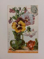 Old postcard embossed 1907 floral postcard pansy