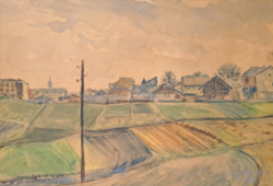 Rural street scene (full size 48x38 cm) watercolor