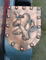 Eredeti Kézműves Kovácsoltvas mester munka ! Címer alkotás vas pajzs kemence dísz Nem öntöttvas