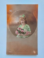 Régi képeslap fotó levelezőlap kislány