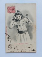 Régi képeslap fotó levelezőlap kislány