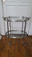 Old, French maison bagues neoclassical, silver-plated copper cart