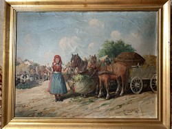 Painting by Gyula Gutaházy 69x88 cm (framed size)