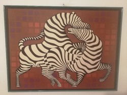 Victor vasarely - zebras - beautiful, large, original screen print.