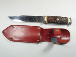 Régi retro kés tőr, műanyag nyéllel, tokkal, úttörő vagy turista  Mikov Czechoslovakia kb. 1970