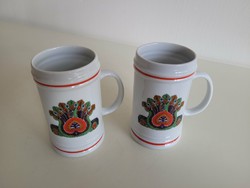 Old Hólloháza porcelain small pitcher mug 2 pcs