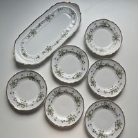 Erika mintás hollóházi porcelán  süteményes készlet