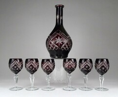 1L638 old burgundy polished glass liqueur set