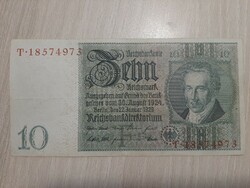 10 Mark Germany 1929 crisp banknote folded in four