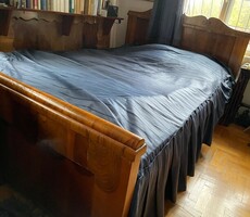 Antik ágy (160cm széles, fejtámla, láb-vég és szerkezet)