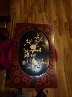 Japanese lacquer mural with bone and horn inlay