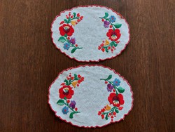 Old Kalocsa embroidered small tablecloth 2 pcs