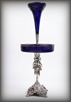 Cobalt blue,Silver &  Porcelain antique epergne with valuation certificates