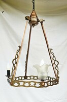 Unique Jugendstil (Art Nouveau) 3-light, smaller copper chandelier from the early 1900s.