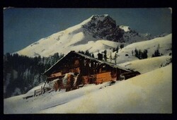 A077 Képeslap Alpok - Faház kunyhó vadászház 1916