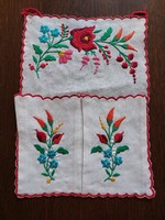 Old Kalocsa embroidered pocket wall holder folk comb holder