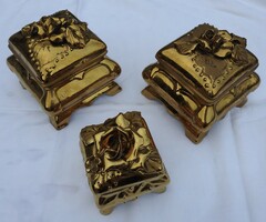 Thickly gilded baroque style porcelain gift box - bonbonier sugar holder