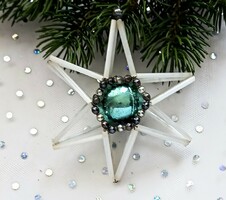 Régi gablonz üveg karácsonyfa dísz csillag  9cm