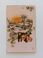 Old postcard postcard clover snowy landscape paris