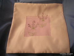 Luxury silk pillow cover with a pale purple flower pattern, hidden zipper