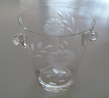 Retro glass ice cube holder ice holder polished flower pattern old small ice bucket