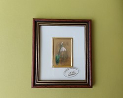 Miniature gold picture, wall picture printed on gilded plate - snow flower
