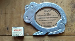 Képkeret, kézzel készített afrikai fém béka forma, zimbabwei 18*14cm