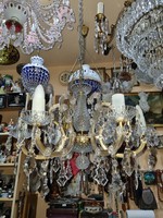 Old restored Czechoslovak crystal chandelier