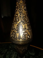 Gold colored engraved Indian copper vase - 50 cm