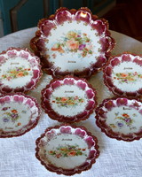 MZ Austria fantasztikus, rózsás, kézi aranyozott porcelán, süteményes készlet