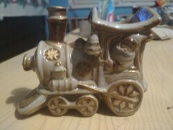Old train Christmas ceramic candle holder