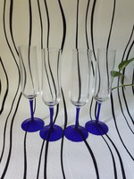 Champagne glasses with cobalt blue base 4pcs