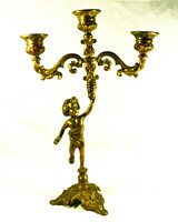 Puttó figural bronzed 3-arm candle holder!