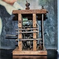 Antique wooden clock mechanism vitage, for loft decoration, shop equipment