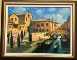 Bánfalvy Ákos " Velence" Nagyméretű 60 x 80 cm + keret  olajfestmény