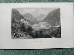 Franzensfeste from South Tyrol. Original wood engraving ca. 1846