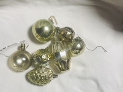 Régi retro üveg karácsonyfadísz,arany gömb csomag
