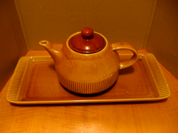 Retro honey brown porcelain jug and tray together